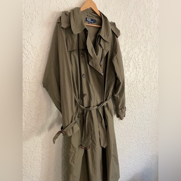 Polo Ralph Lauren® RARE 90s Double Breasted Trench Coat - Olive Green - XL - Picture 2 of 7